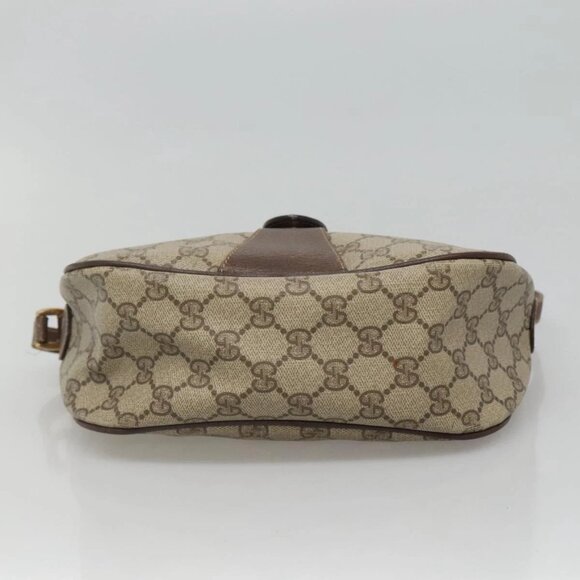 GUCCI GG Supreme Web Sherry Line Shoulder Bag PVC Beige Gold Auth KD211 - Picture 6 of 16